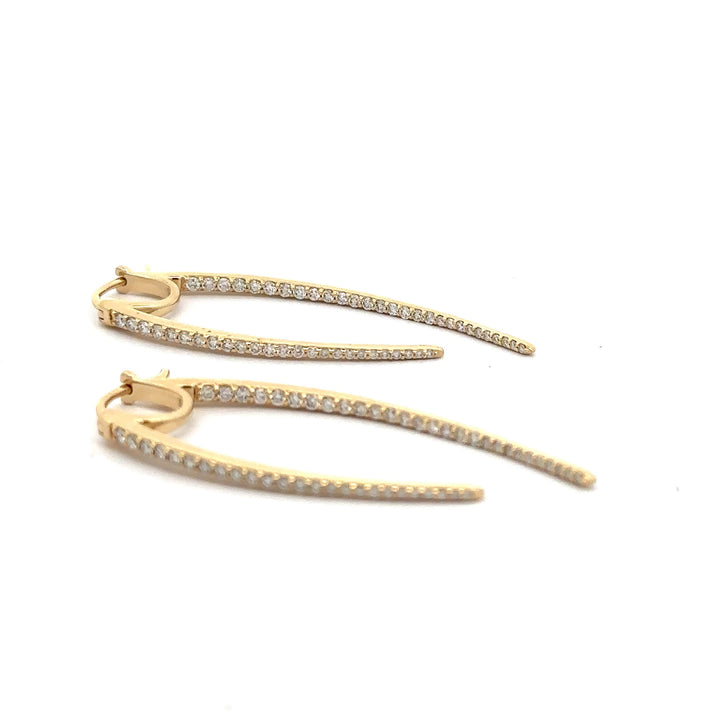 Sabre Tooth Diamond Yellow Gold Earrings