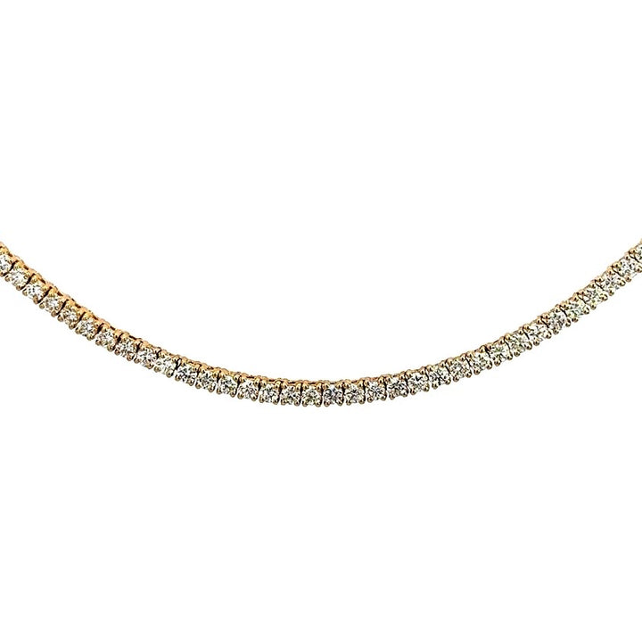 14k Yellow Gold 7 ctw Lab Grown Tennis Necklace