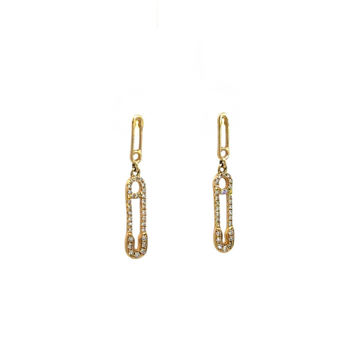 Safety Pin Diamond Drop Earrings
