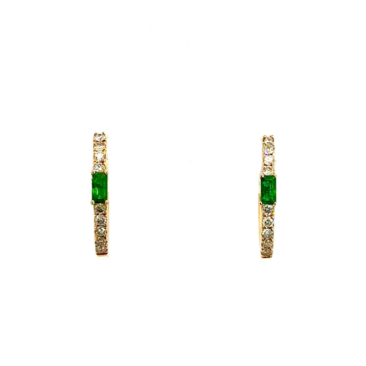 Emerald and Diamond Huggie Hoops