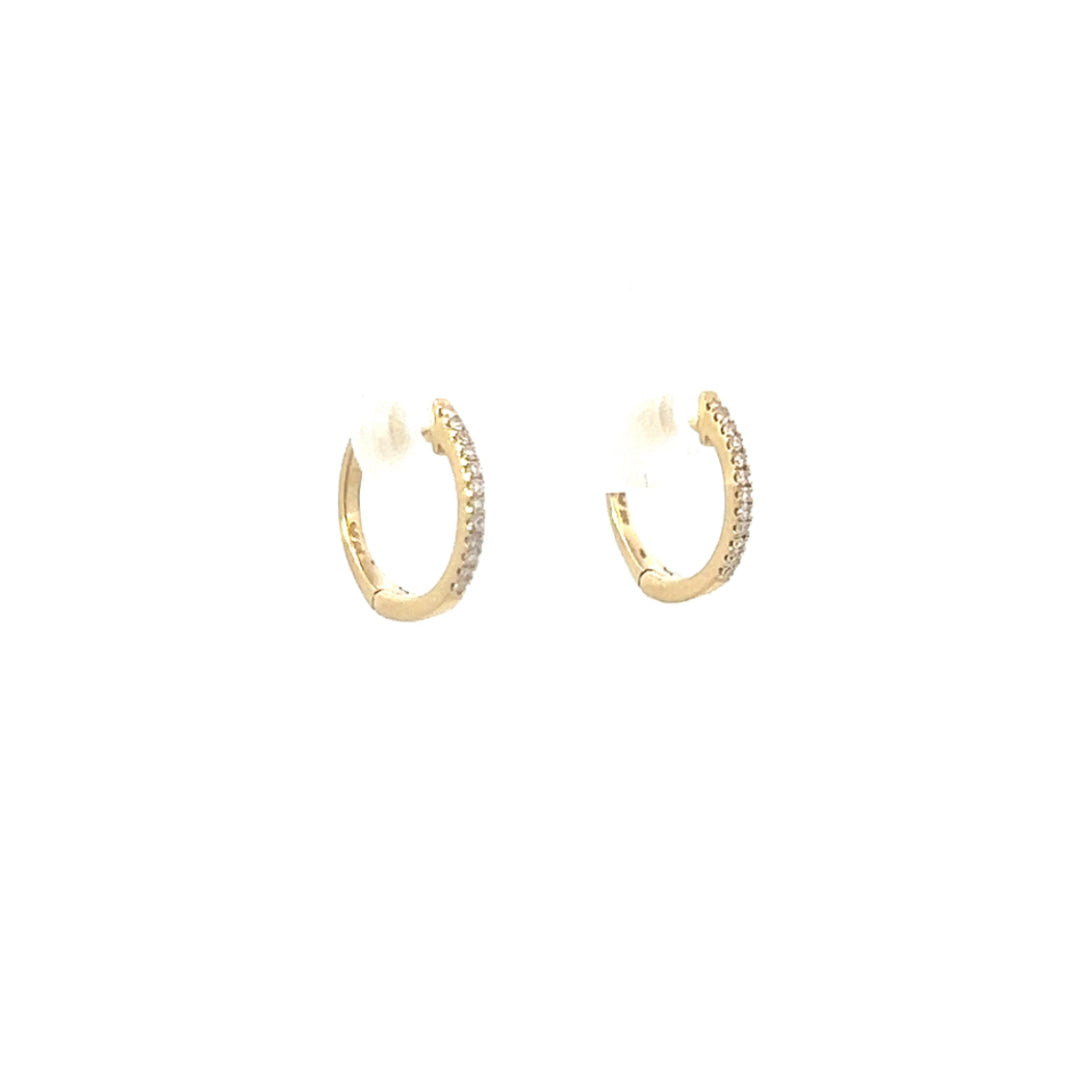 Yellow Gold Diamond Huggie Hoops