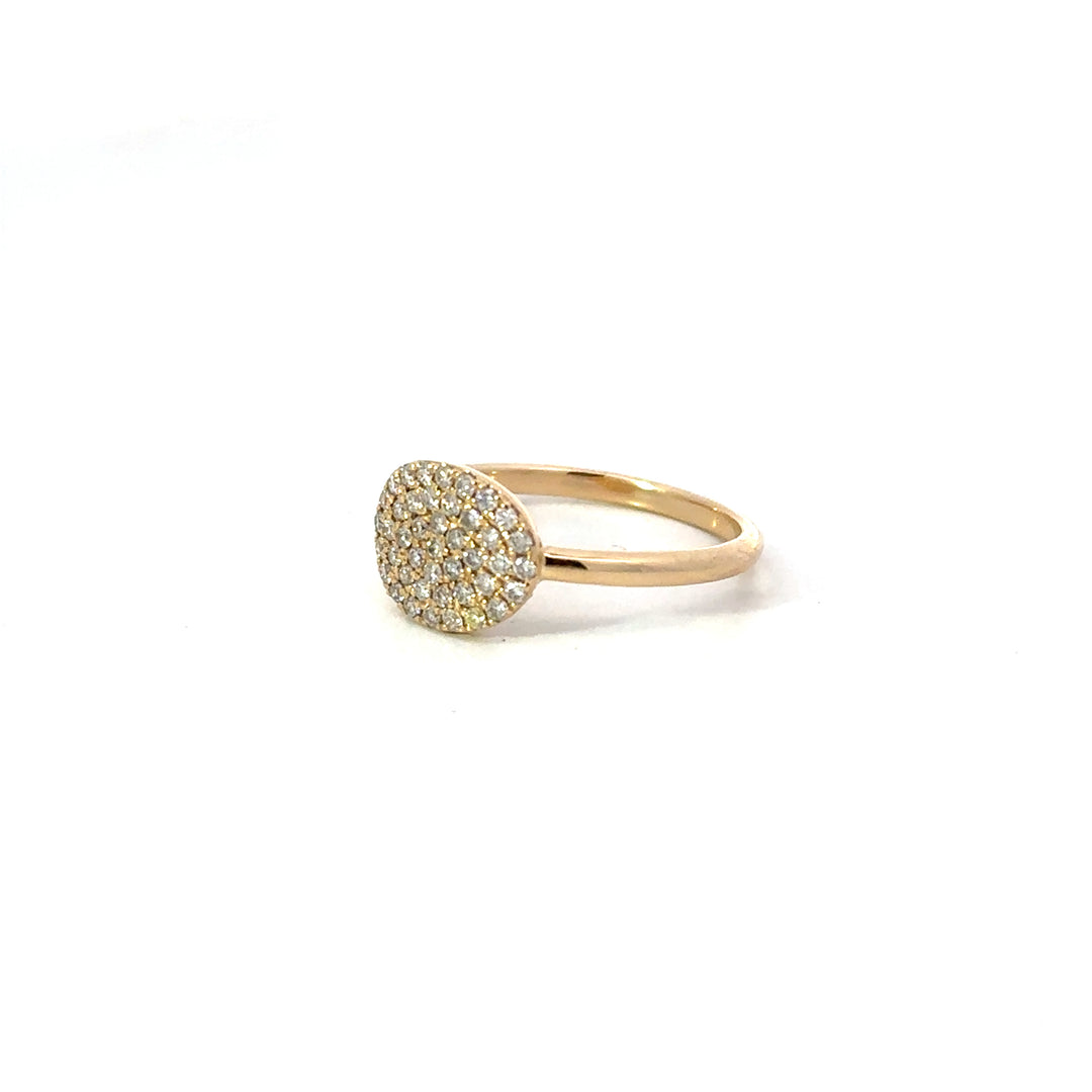 14k YG Oval Diamond Pave Ring