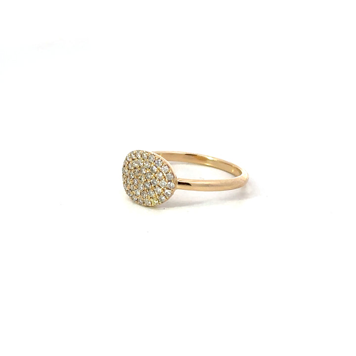 14k YG Oval Diamond Pave Ring