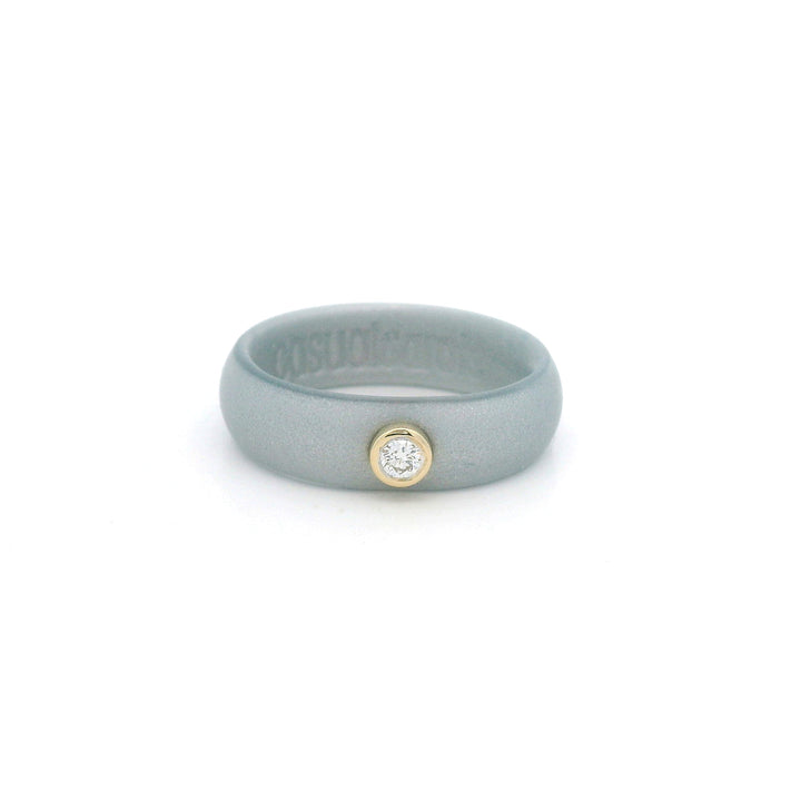 Metallic Silver Bigger Diamond Silicone Ring