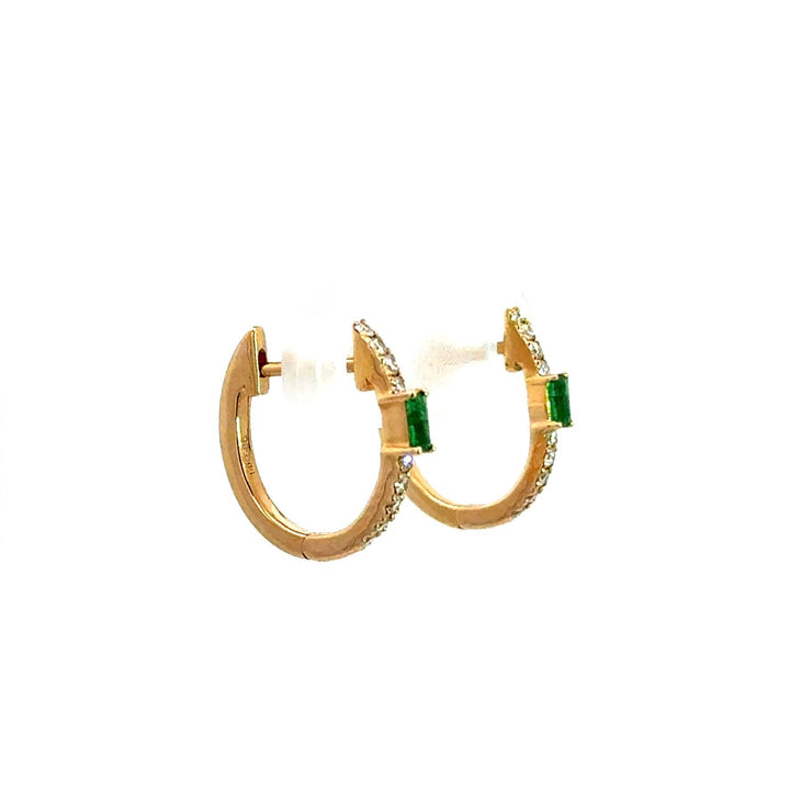 Emerald and Diamond Huggie Hoops