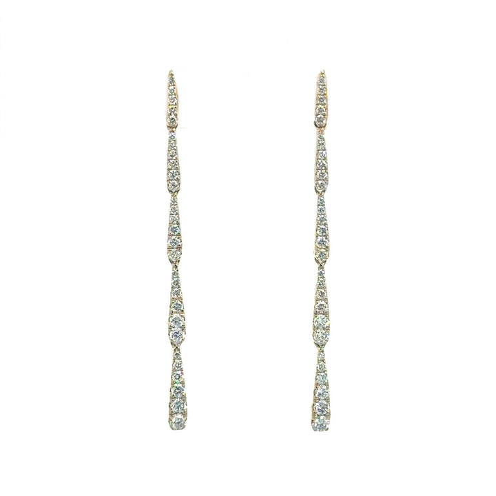 Droplet Earring 14k Yellow Gold Round Diamond Dangle Earrings