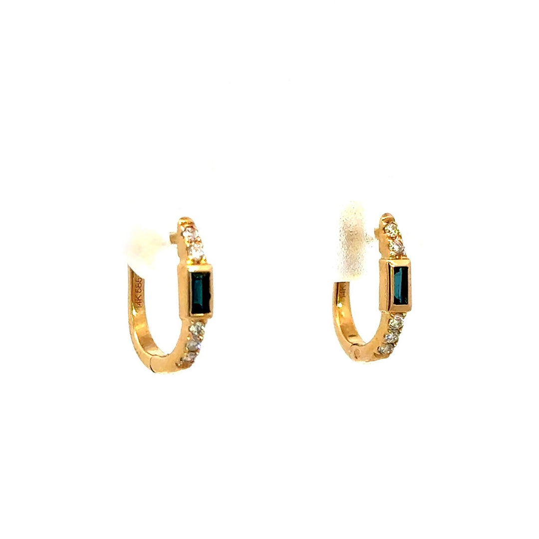 Sapphire and Diamond Huggie Hoops