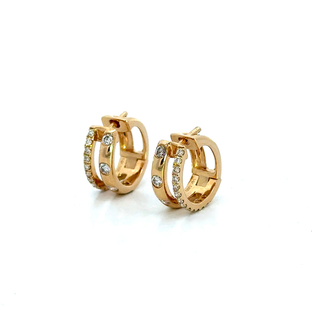 Double Diamond Huggie Hoops