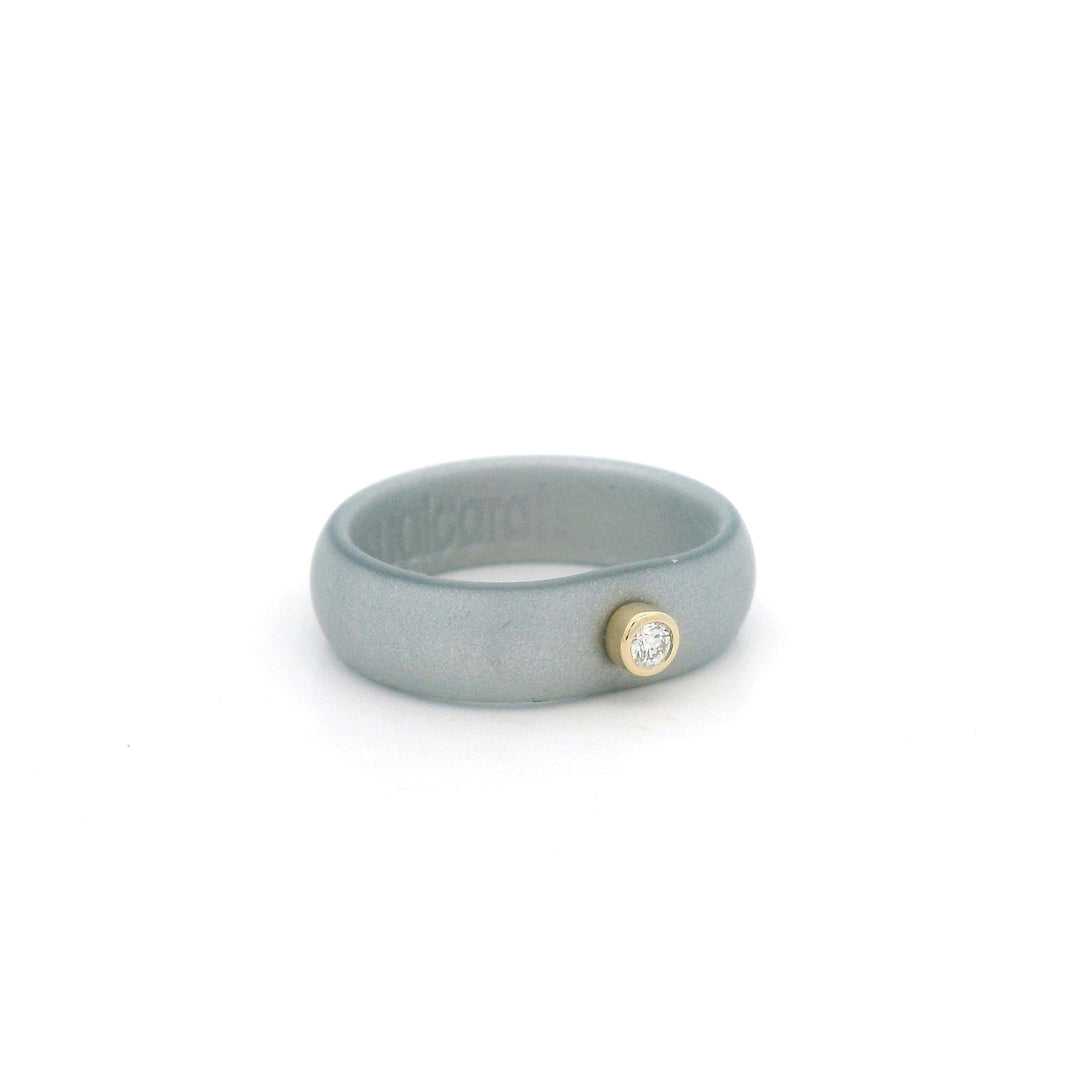 Metallic Silver Smaller Diamond Silicone Ring