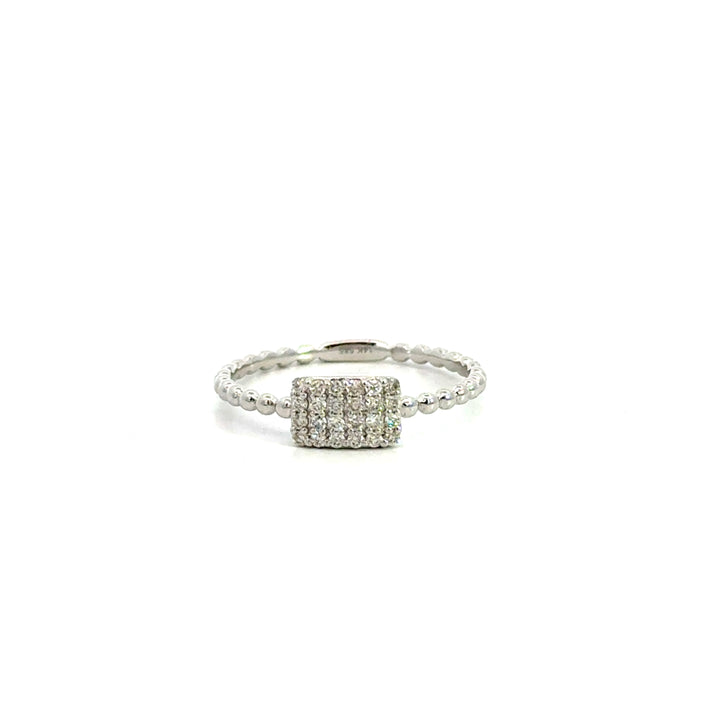 White Gold Rectangle Pave Ring
