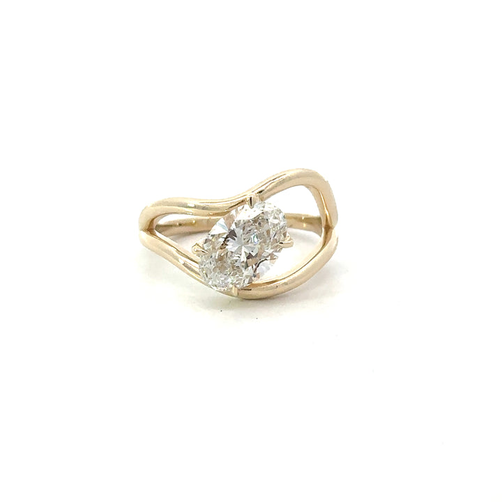 Slanted Solitaire Ring