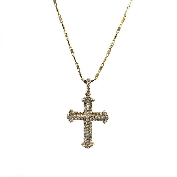 14k Two Tone Diamond Cross Necklace