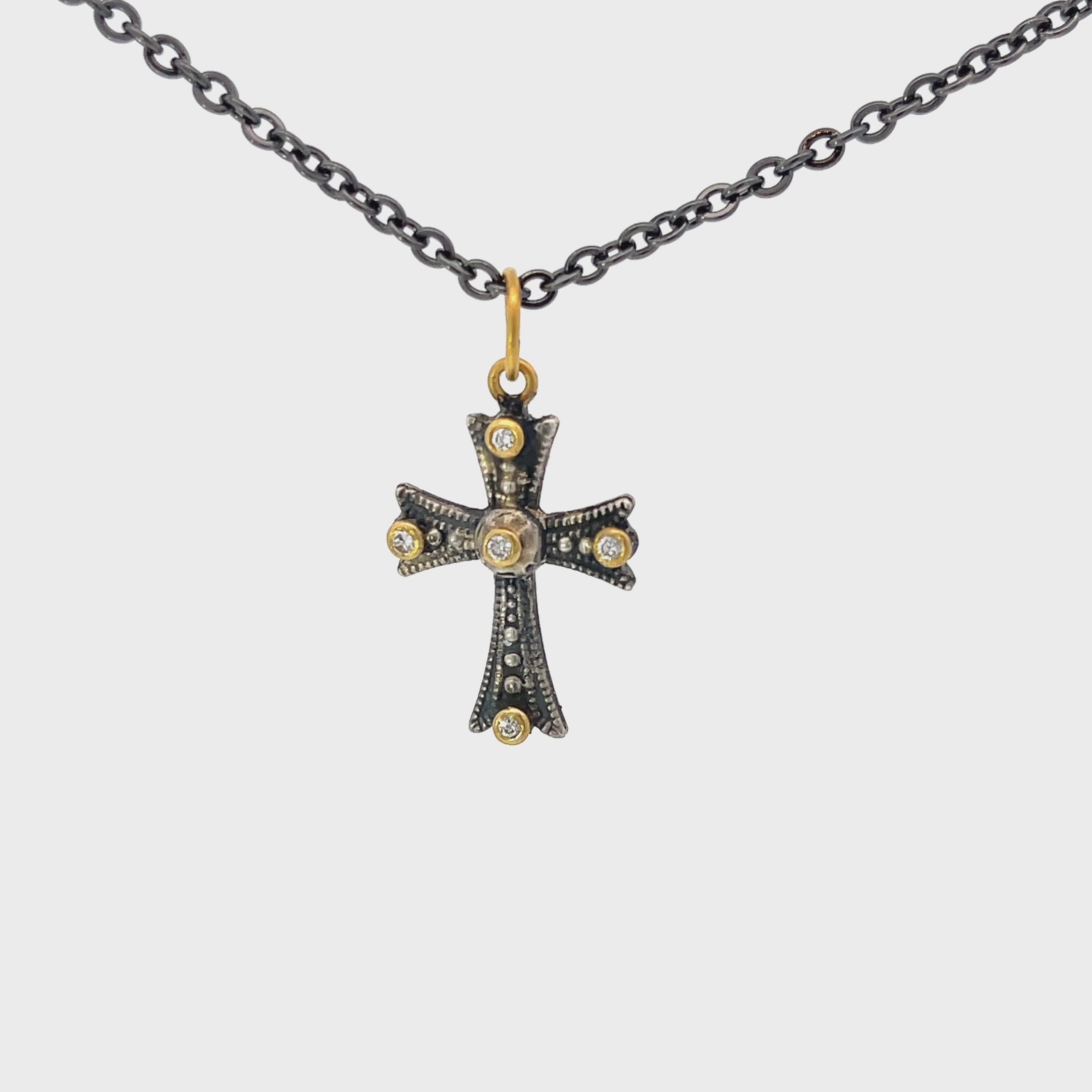 Byzantine Cross II necklace in Yellow gold Ruby, Sapphire | Lito Fine  Jewelry