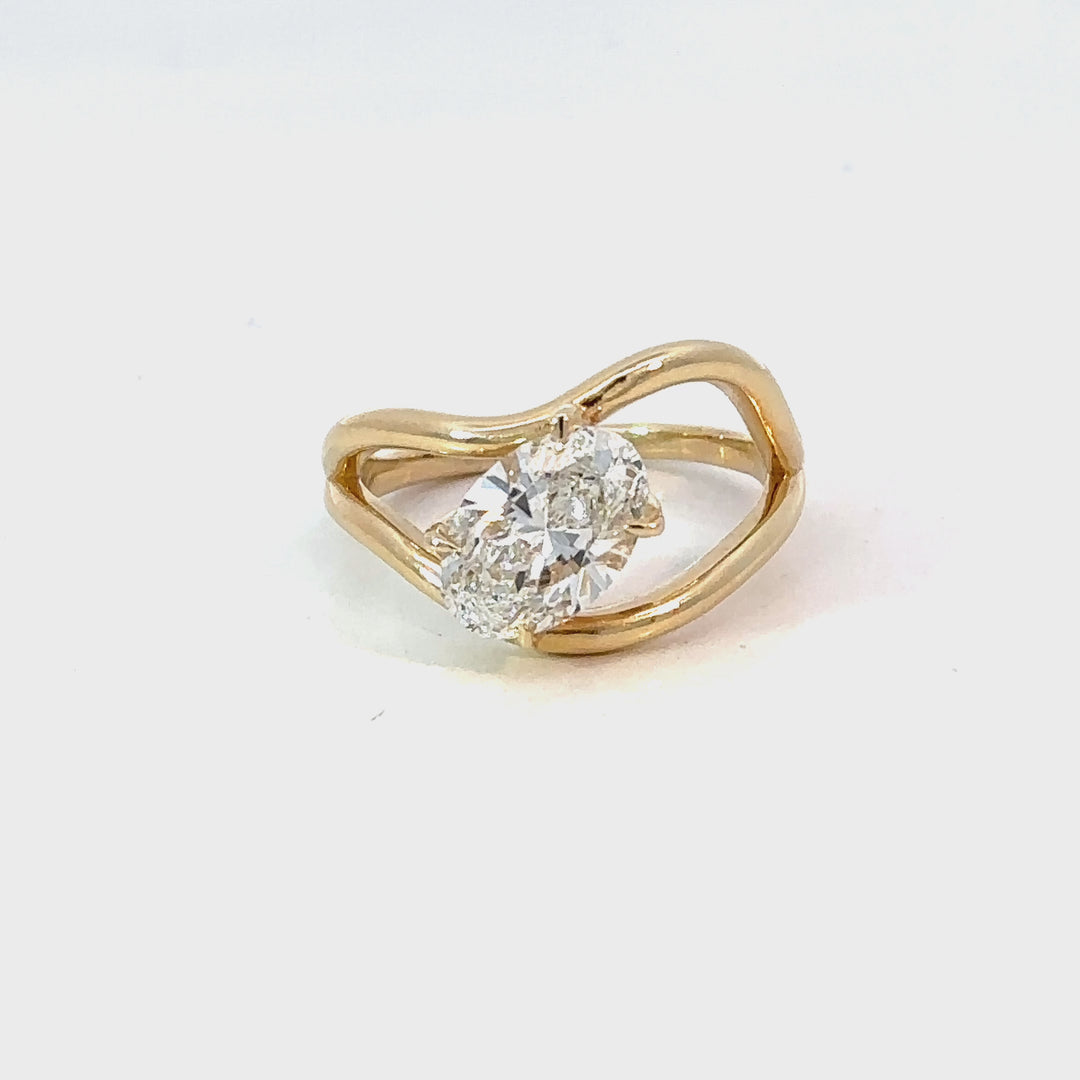 Slanted Solitaire Ring