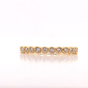Diamond Milgrain Bezel Stack Ring - CaleesiDesigns
