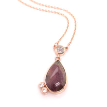 Load image into Gallery viewer, Watermelon Tourmaline Rose Gold Necklace - CaleesiDesigns
