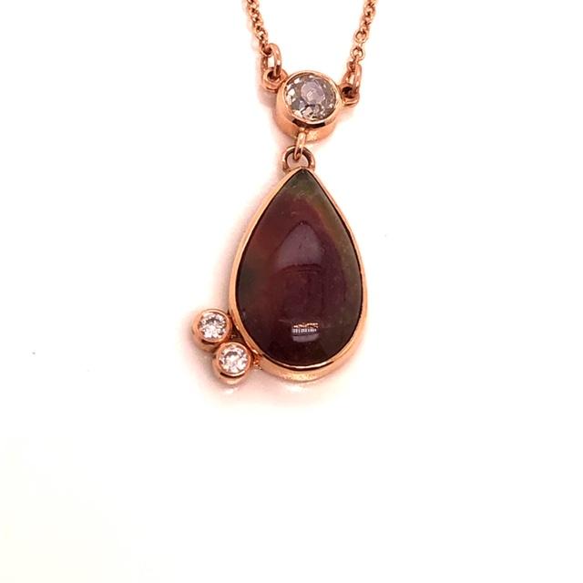 Watermelon Tourmaline Rose Gold Necklace - CaleesiDesigns