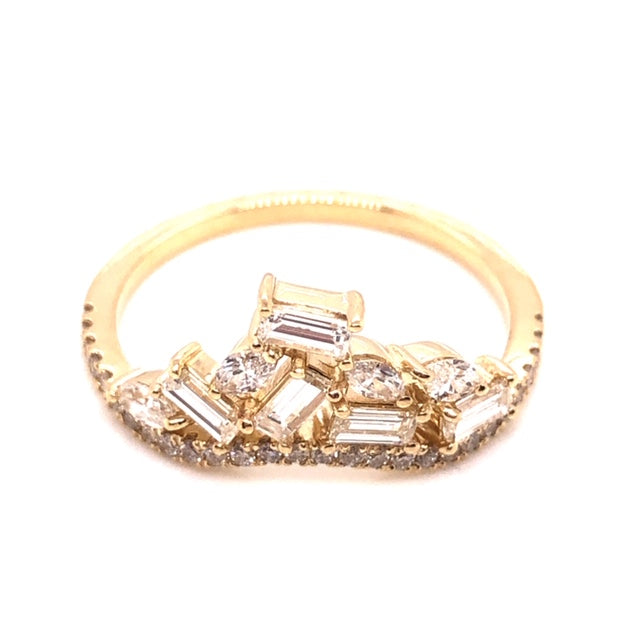 Marquise Round and Baguette Diamond Shadow Band Ring - CaleesiDesigns