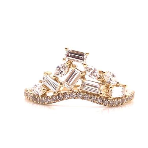 Marquise Round and Baguette Diamond Shadow Band Ring - CaleesiDesigns