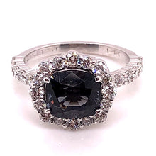 Load image into Gallery viewer, Grey Spinel Diamond Halo Ring - CaleesiDesigns
