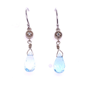 Sky Blue Topaz Briolette Diamond Earrings - CaleesiDesigns