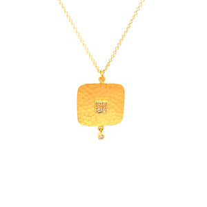 MARIKA Gold Hammered Square Necklace