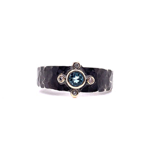Rustic Blue Topaz Diamond Ring