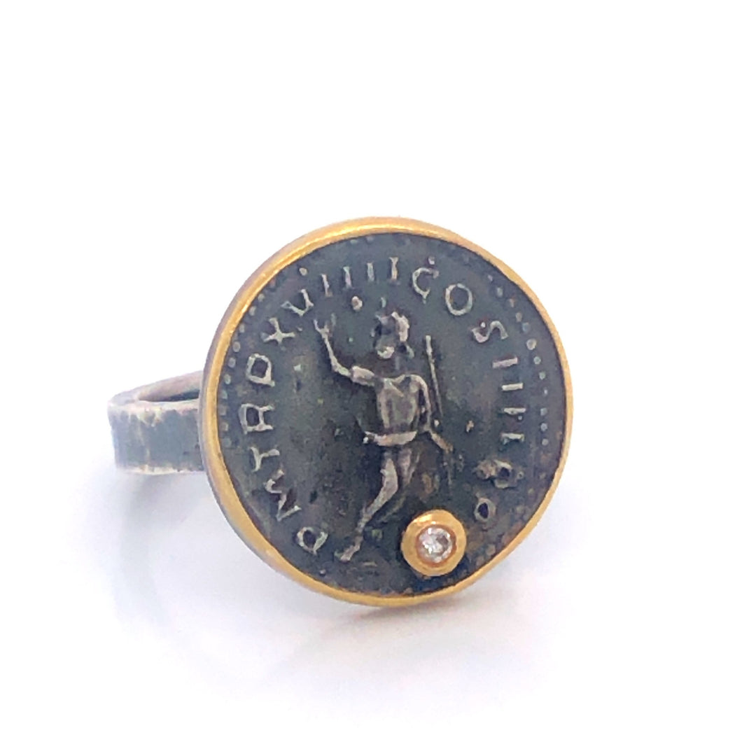 Roman coin ring, coin ring, replica ring, roman ring, coin jewelry, yellow gold ring