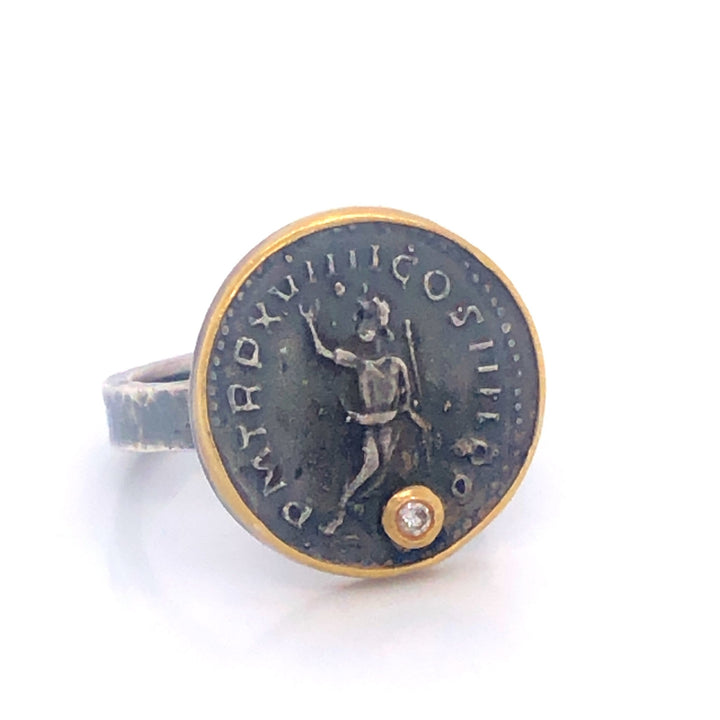 Roman coin ring, coin ring, replica ring, roman ring, coin jewelry, yellow gold ring