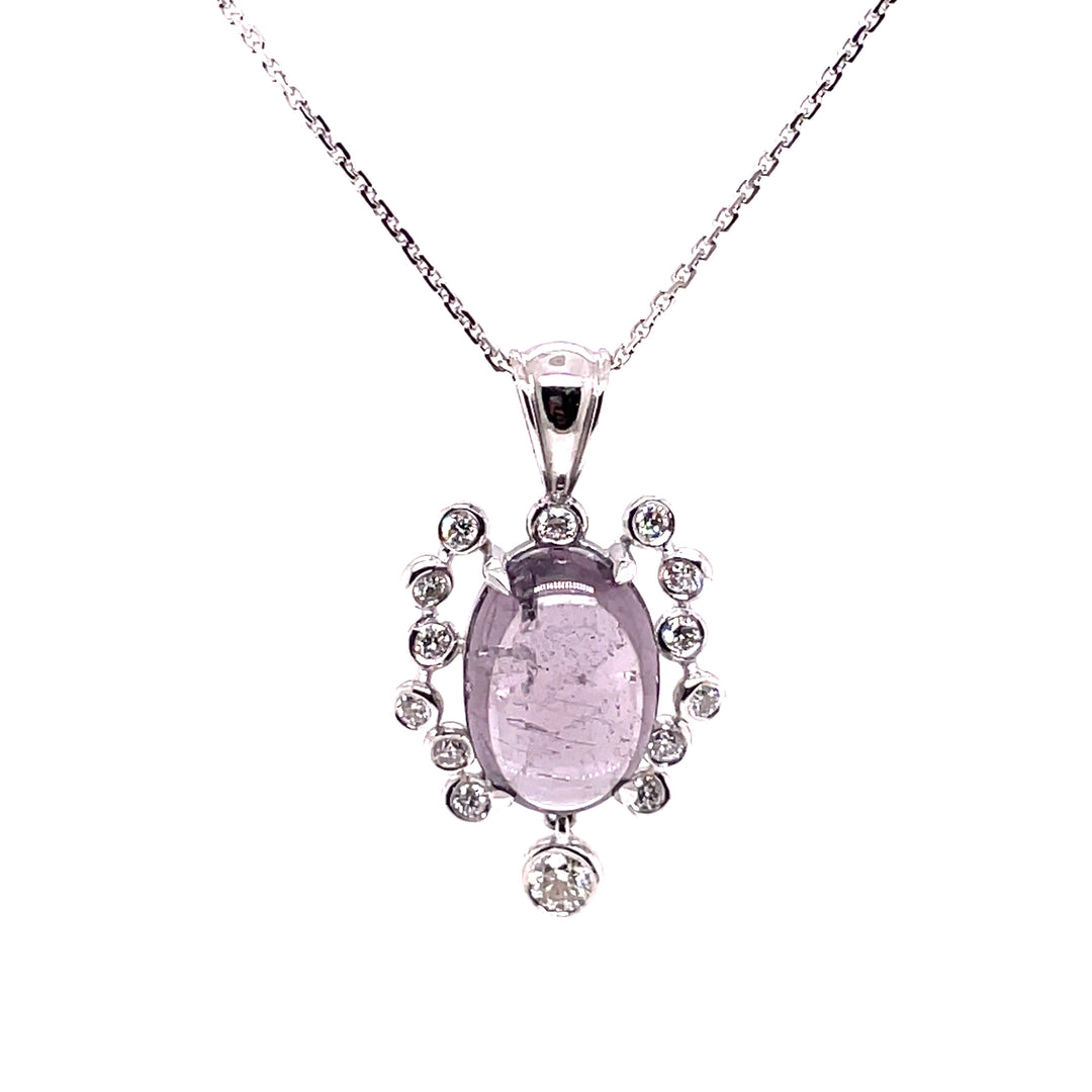 Purple Cabochon Spinel and Diamond Necklace