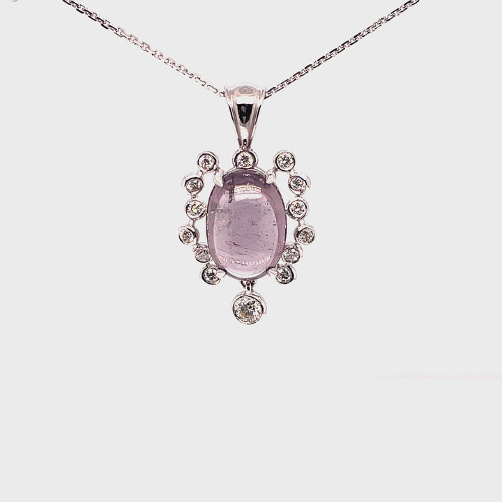 Purple Cabochon Spinel and Diamond Necklace