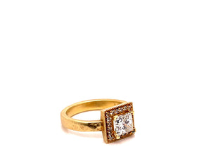 14kYG Princess cut diamond halo ring- Custom designs- Austin, Texas